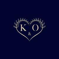 ko Blumen- Liebe gestalten Hochzeit Initiale Logo vektor