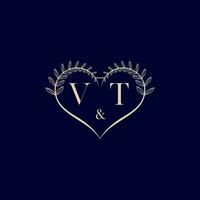 vt blommig kärlek form bröllop första logotyp vektor
