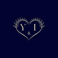 yi blommig kärlek form bröllop första logotyp vektor