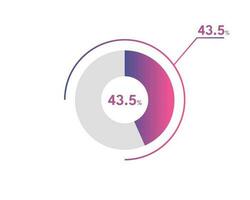 43,5 Prozentsatz Kreis Diagramme Infografiken Vektor, Kreis Diagramm Geschäft Illustration, Entwerfen das 43,5 Segment im das Kuchen Diagramm. vektor