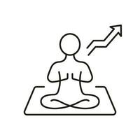 harmoni, yoga meditation och balans linje ikon. flexibel person meditera i utgör lotus linjär piktogram. förbättra kropp och växa upp översikt symbol. redigerbar stroke. isolerat vektor illustration.