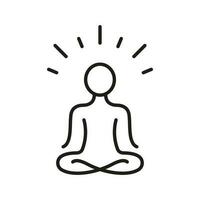 Yoga, entspannen, Zen und meditieren Linie Symbol. Person sitzen im Lotus Pose linear Piktogramm. Wellness, spirituell Körper Übung Gliederung Symbol. gesund Lebensstil. editierbar Schlaganfall. isoliert Vektor Illustration.