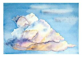 Hand gezeichnet Aquarell Wolken. Sonnenuntergang Wolken. vektor