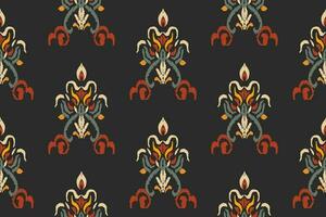 sömlös mönster av ikat, traditionell sömlös mönster, svart bakgrund, aztec stil, broderi, abstrakt, vektor, design illustration för textur, tyg, skriva ut. vektor