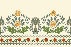 nahtlos Muster von Ikat, traditionell nahtlos Muster, Gelb Hintergrund, aztekisch Stil, Stickerei, abstrakt, Vektor, Design Illustration zum Textur, Stoff, drucken. vektor