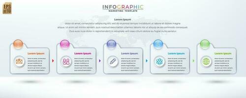 infographic vektor design företag färgrik mall mapp. cirkel ikon 5 alternativ i minimal stil. du kan Begagnade för marknadsföring bearbeta, arbetsflöde presentationer layout, strömma Diagram, skriva ut annons.