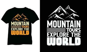 Berg Touren erkunden das Welt eps Wandern Abenteuer T-Shirt Vektor Design