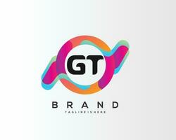 Initiale Brief gt Logo Design mit bunt Stil Kunst vektor