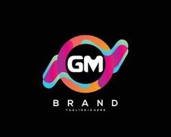 första brev gm logotyp design med färgrik stil konst vektor