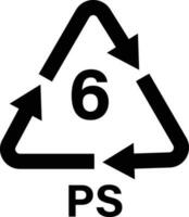 plast återvinning symbol ps 6 vektor illustration. plast återvinning koda ps 6