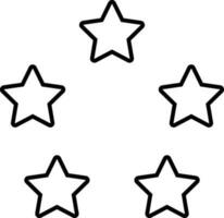 fem stjärnor cirkel ikon vektor i linje stil isolerat på vit bakgrund