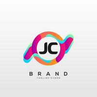 brev jc första logotyp vektor med färgrik
