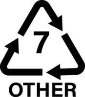 Plastik Recycling Symbol andere 7 . Plastik Symbol, Ökologie Recycling Zeichen isoliert auf Weiß Hintergrund. Paket Abfall Symbol Vektor .