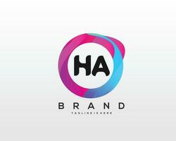 Initiale Brief Ha Logo Design mit bunt Stil Kunst vektor