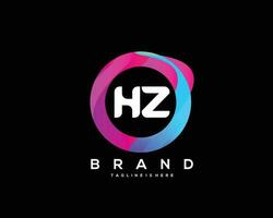 Initiale Brief hz Logo Design mit bunt Stil Kunst vektor