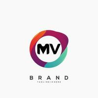 Brief mv Gradient Farbe Logo Vektor Design