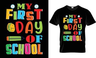vektor min först dag av skola barn t-shirt bebis penna vektor vibrerande Färg tillbaka till skola design.