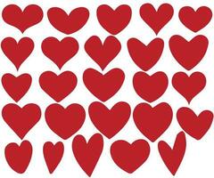 kärlek hjärtan ikon. abstrakt röd kärleksfull hjärta symboler för valentines dag, översikt härlig röd hjärta element och kärlek silhuett ikoner isolerat uppsättning. roman linjär och fylld symbol bunt. hjärta ikon vektor