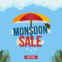 Monsun Jahreszeit Verkauf Banner Design vektor