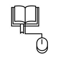 Online-Bildungs-E-Book-Maus-Computer-Verbindungswebsite und Symbol für den Linienstil für mobile Schulungen vektor