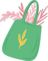 eco väska vektor illustration. handväska med löv och grenar.