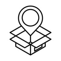 Lieferung Verpackung Navigationszeiger Karton Frachtverteilung Logistik Versand von Waren Linienstil-Symbol vektor
