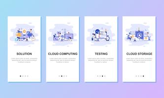 Onboarding-Bildschirme Benutzeroberfläche Kit für Mobile App Vorlagen Konzept. Moderne Benutzeroberfläche UX, UI-Bildschirm Vorlage für mobile Smartphone oder responsive Website. Vektor-Illustration flaches Design. vektor