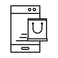 Lieferung Verpackung Smartphone-Einkaufstasche Service App Line Style Icon vektor