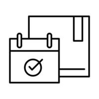 Lieferung Verpackung Kalender Häkchen Karton Frachtverteilung Logistik Versand von Waren Linienstil-Symbol vektor