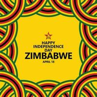 zimbabwe oberoende dag firande vektor mall med nationell band flaggor. nationell dag hälsning kort med gul Färg tema. afrikansk Land offentlig Semester.