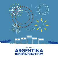 argentina oberoende dag firande vektor illustration med fyrverkeri. söder Amerika nationell dag offentlig Semester.