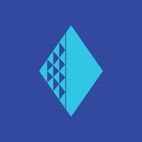 blå romb vektor logotyp med triangel mönster inuti. lämplig för företag, varumärke, personlig, företag, kontor, organisation, sporter, och händelse.