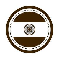 glad självständighetsdag Indien emblem med flagga nationella emblem siluett stilikon vektor