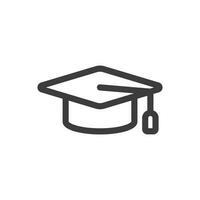 Abschluss akademisch Deckel Symbol Zeichen isoliert auf Weiß Hintergrund im modisch Gliederung schwarz Design Vektor