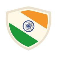 Glücklicher Unabhängigkeitstag Indien Schild mit Flaggenland Feier flache Ikone vektor