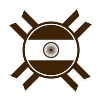 Happy Independence Day Indien Ashoka Wheel National Emblem Silhouette Style Icon vektor