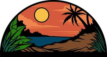 solnedgång strand logotyp vektor