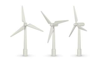3d realistisch Wind Turbine mit Schatten im Karikatur Stil. Grün und Alternative Öko Energie Konzept. Vektor Illustration