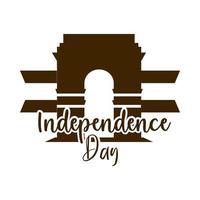 Happy Independence Day Indien Indian Gate Monument National Silhouette Stilikone vektor