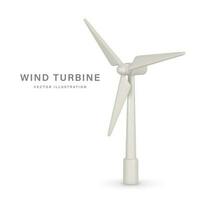 3d realistisk vind turbin med skugga i tecknad serie stil. grön och alternativ eco energi begrepp. vektor illustration