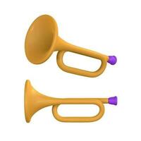 3d realistisk trumpet för musik begrepp design i plast tecknad serie stil. vektor illustration