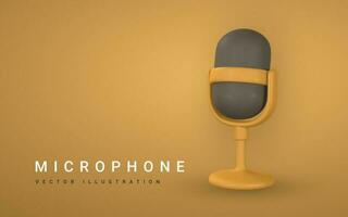 3d Mikrofon zum Radio, Musik- oder Karaoke. Audio- Ausrüstung zum Sendungen und Interviews im Karikatur Stil. Vektor Illustration
