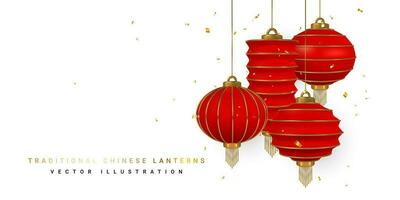 Lycklig kinesisk ny år. kinesisk festivaler glans lyktor. asiatisk traditionell element. vektor illustration
