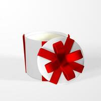 3d machen und zeichnen durch Gittergewebe realistisch Geschenk Box mit Bogen. Papier Box mit Schatten isoliert auf Weiß Hintergrund. Vektor Illustration
