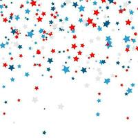Feier Konfetti im National Farben von USA. Urlaub Konfetti im uns Flagge Farben. 4 .. Juli Unabhängigkeit Tag Hintergrund vektor