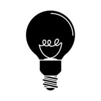 elektrische Glühbirne runde Lampe Öko Idee Metapher isoliert Symbol Silhouette Stil vektor