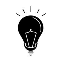 ljus lampa elektrisk glödlampa eko idé metafor isolerad ikon silhuett stil vektor