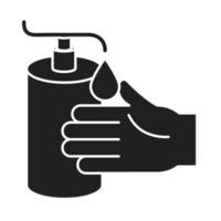 rengöring desinfektion hand desinfektionsmedel gel pump dispenser coronavirus förebyggande produkter siluett stil ikon vektor
