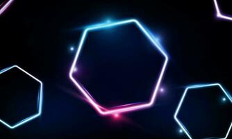 abstrakt modern Farbe Poster zum Sport Licht aus Technologie Neon- Hexagon vektor