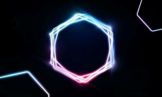 abstrakt modern farbig Poster zum Sport Licht aus Technologie und mit Neon- Hexagon und Dreiecke. hitech Kommunikation Konzept Innovation Hintergrund, Vektor Design